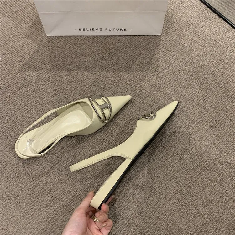 Amozae 2023 Fashion Flats Backless Sandals Women's Pointed Toes Elegant High Heels Party Shoes Fashion Comfortable Casual Single Shoes
