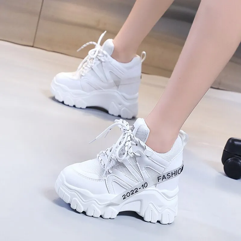 Amozae- Christmas Gift Spring Autumn Fashion Women Sneakers Chunky Breathable Mesh Casual Shoes Wedge Heels Platform Shoes Sports Dad Shoes