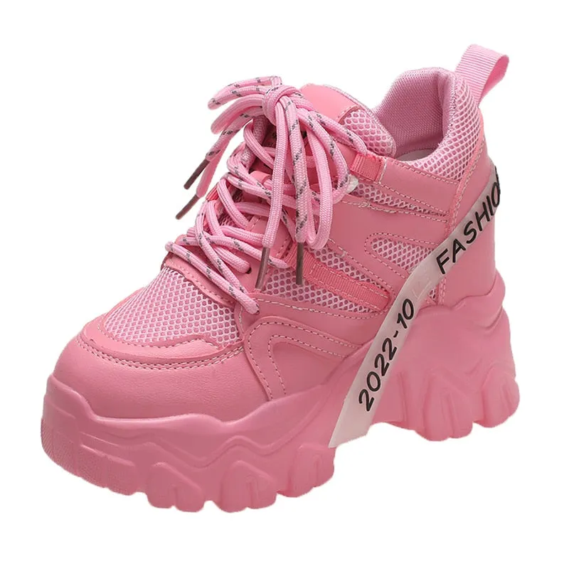 Amozae- Christmas Gift Spring Autumn Fashion Women Sneakers Chunky Breathable Mesh Casual Shoes Wedge Heels Platform Shoes Sports Dad Shoes
