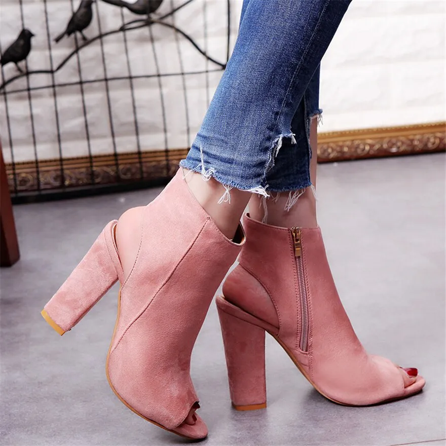 Amozae- High Heels Sandals Women Fashion Open Toe Block Heels Shoes Woman Sandals Black Wine Red White Pink