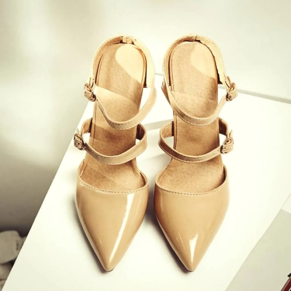 Amozae   Summer Brand pointed toe Sandals   thin high heels Shoes Woman Party big size 30-47 women shoes Mules heeled