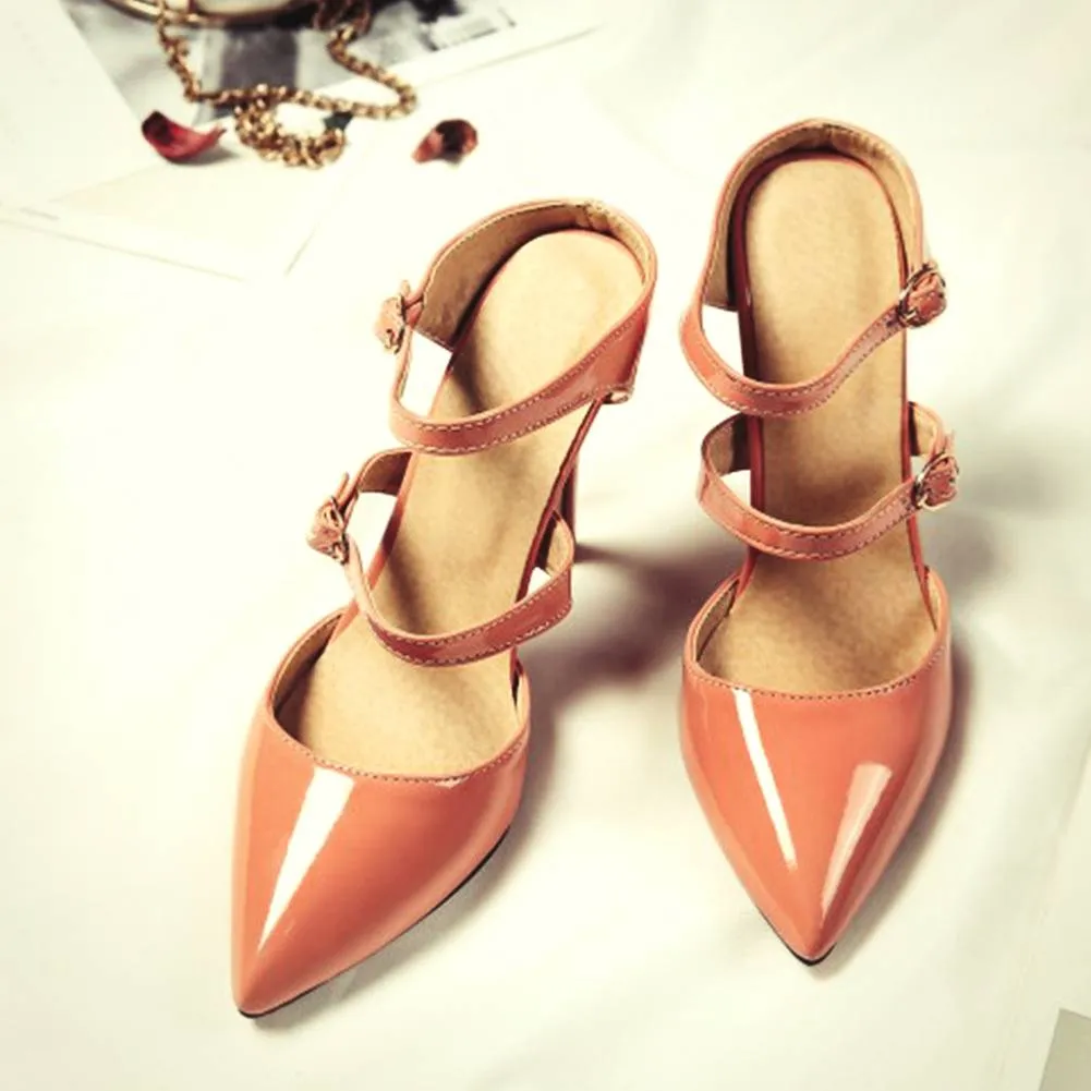 Amozae   Summer Brand pointed toe Sandals   thin high heels Shoes Woman Party big size 30-47 women shoes Mules heeled