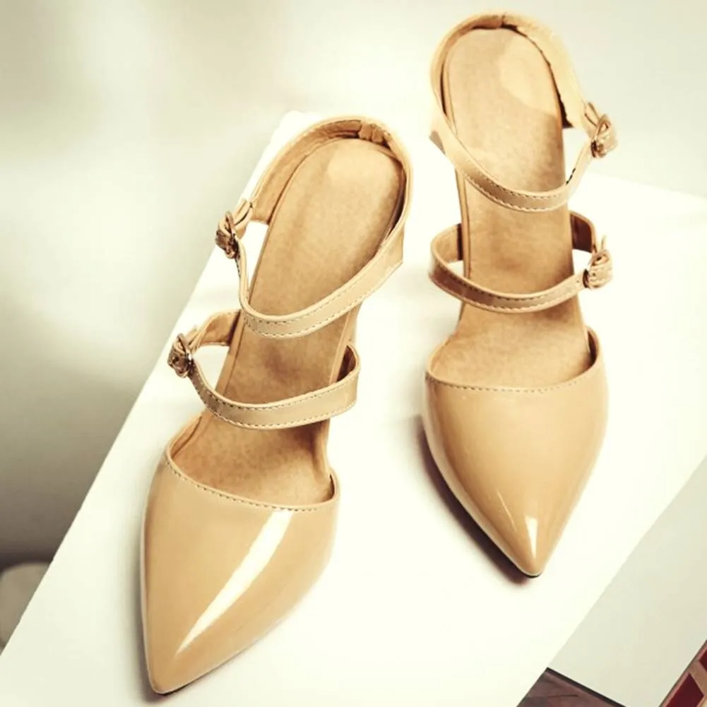 Amozae   Summer Brand pointed toe Sandals   thin high heels Shoes Woman Party big size 30-47 women shoes Mules heeled