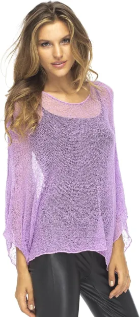 Back From Bali Womens Sheer Shrug Dressy Poncho Top Lightweight Mesh Knit Sweater Dolman Sleeves