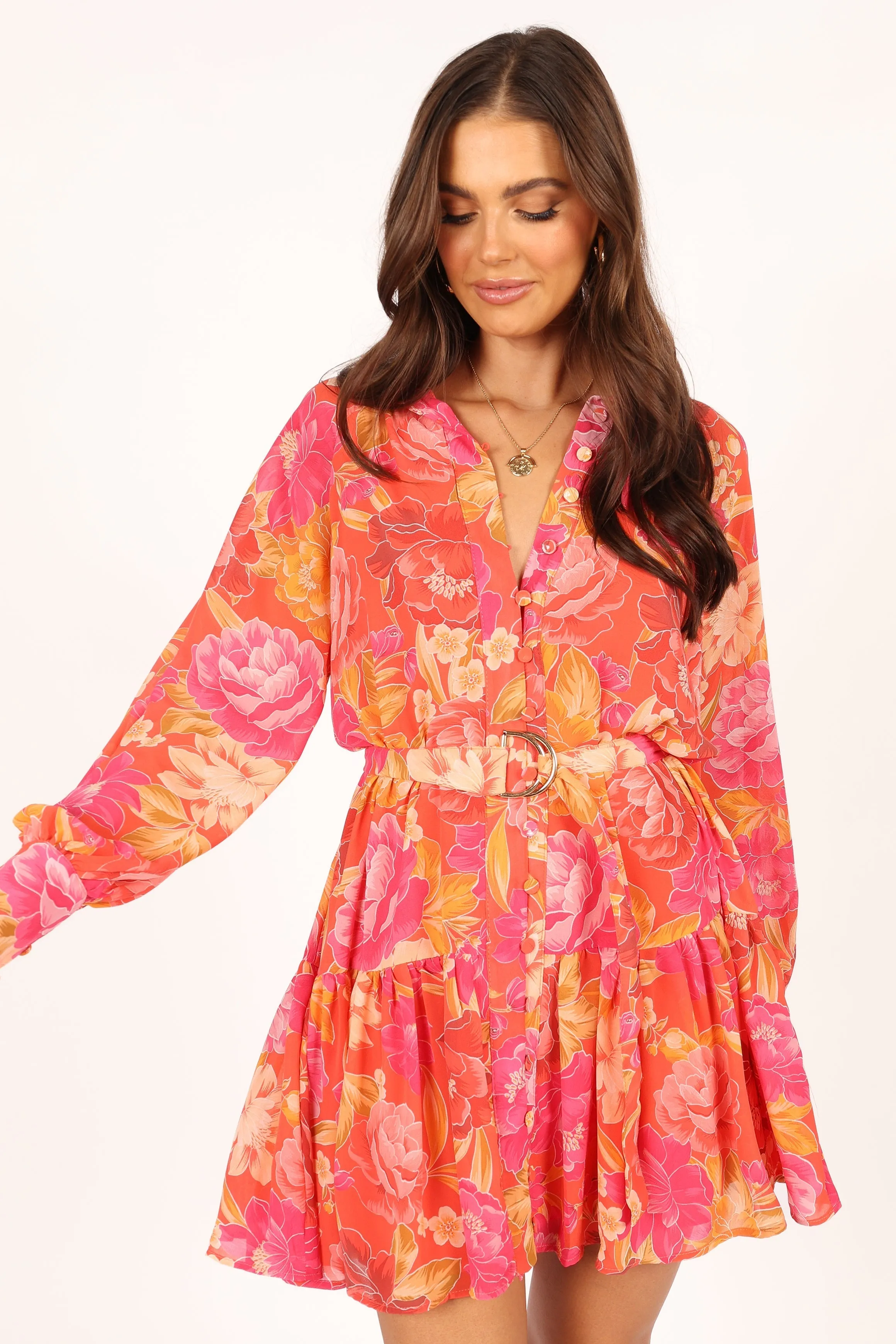 Bianca Long Sleeve Mini Dress - Pink