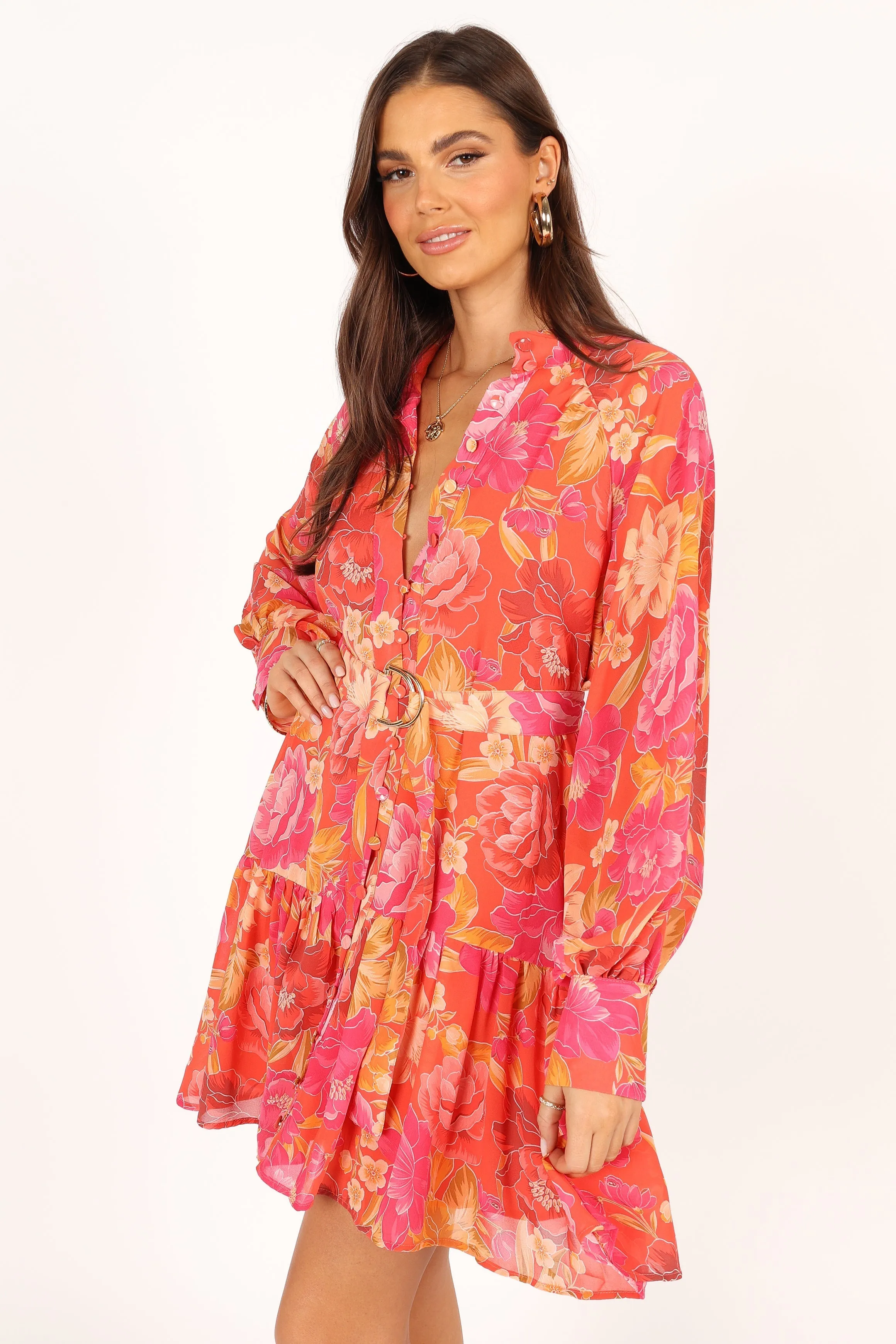Bianca Long Sleeve Mini Dress - Pink