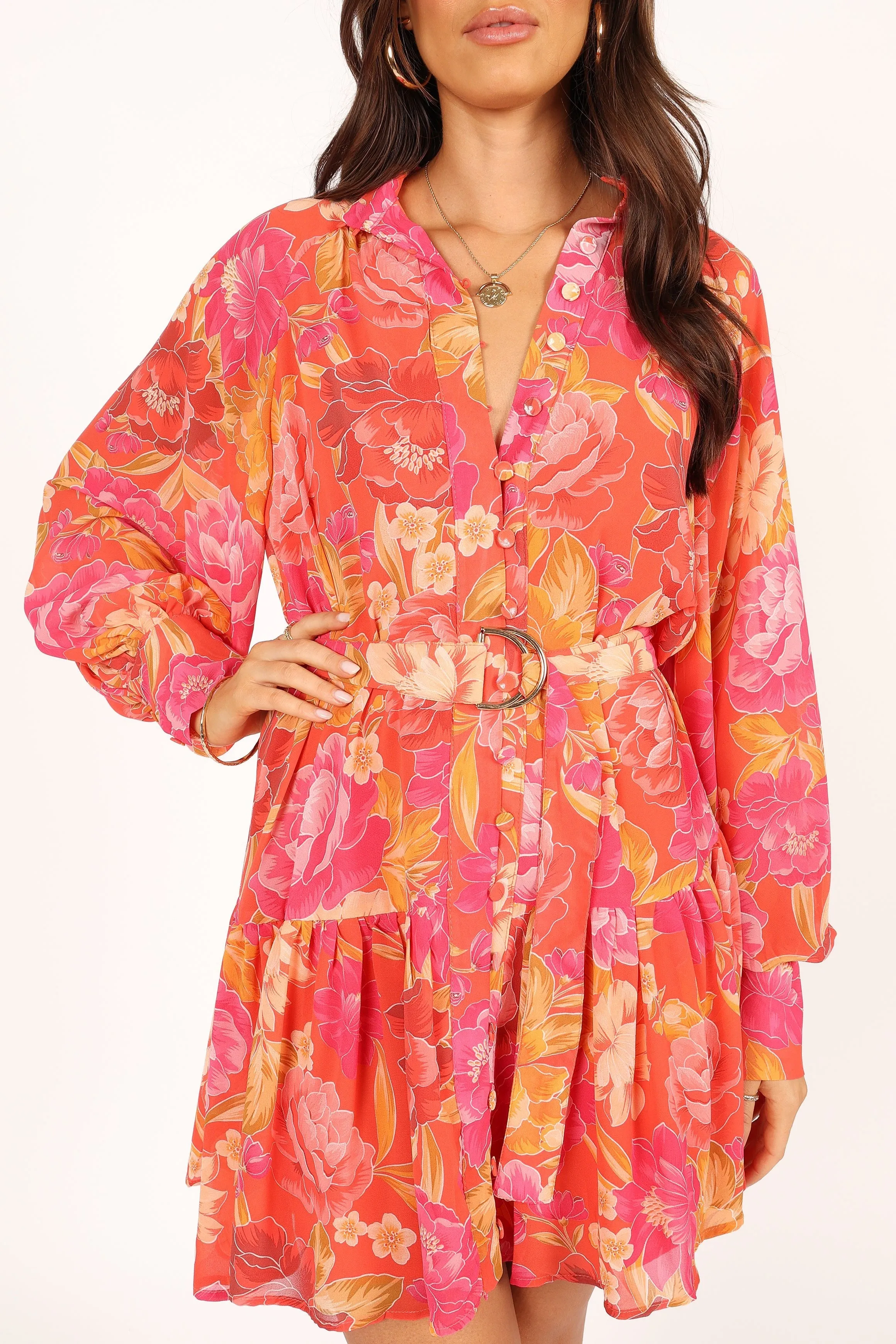 Bianca Long Sleeve Mini Dress - Pink