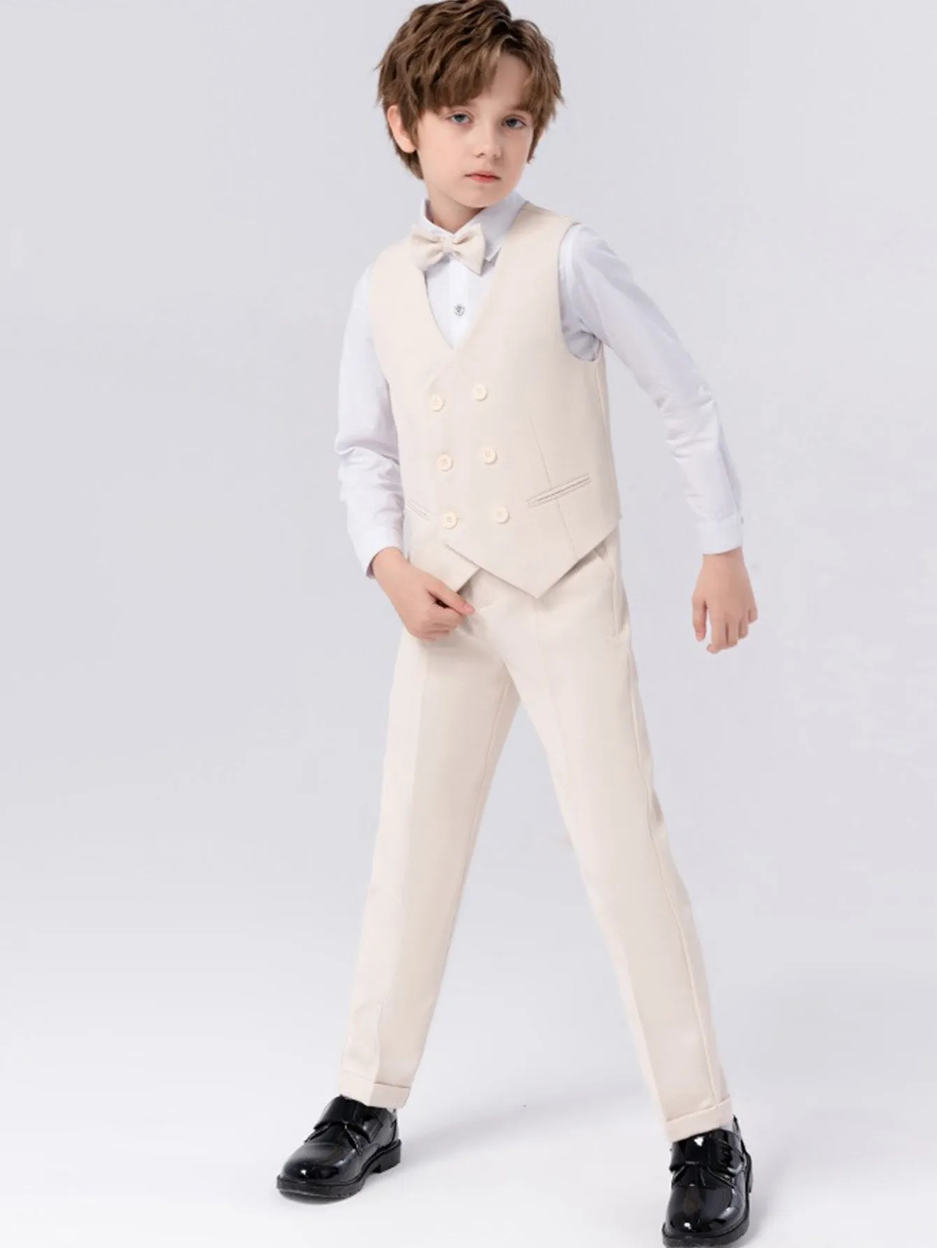 Boys dress vest set (long-sleeved shirt   vest   long pants   bow tie)