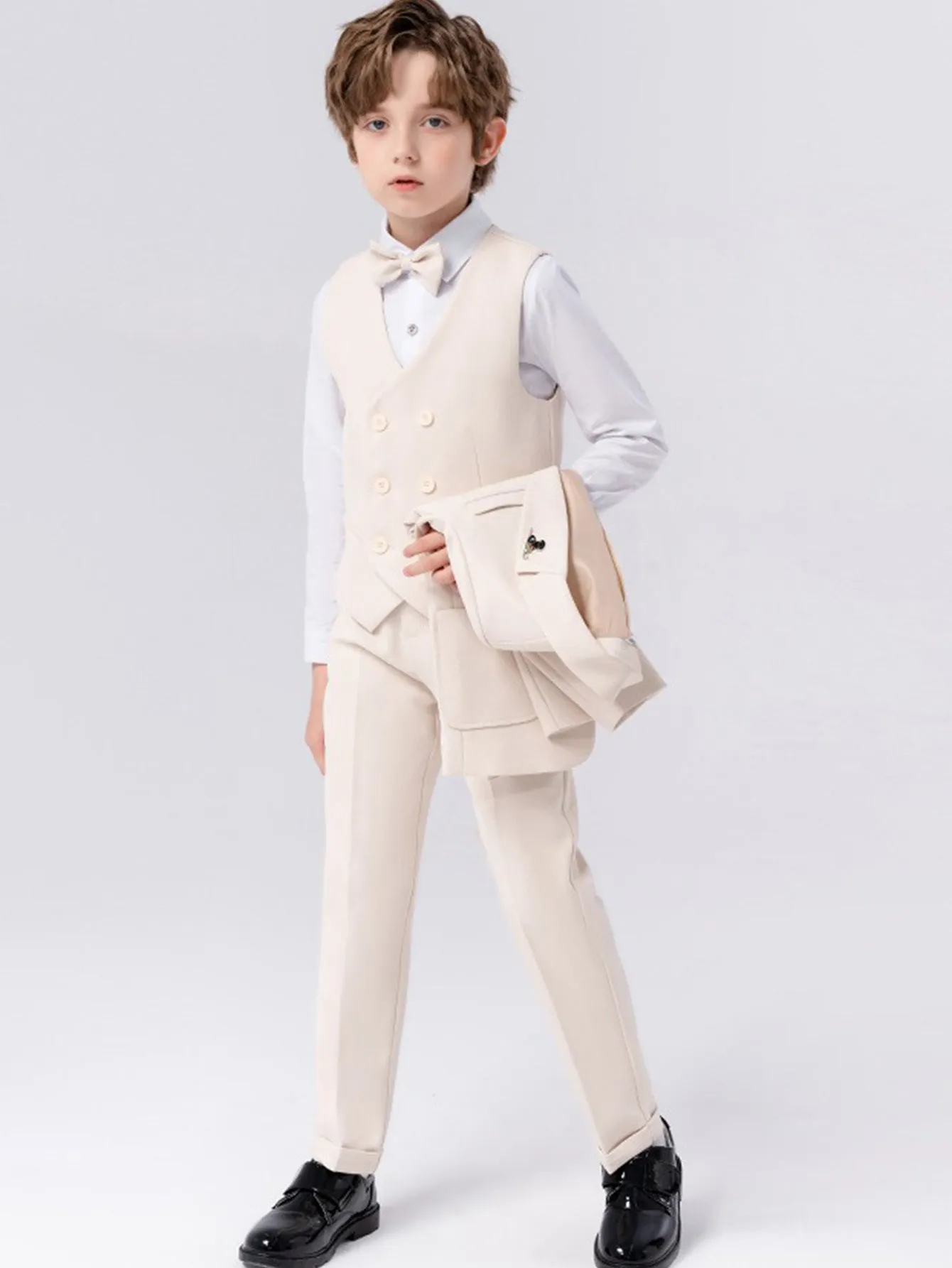 Boys dress vest set (long-sleeved shirt   vest   long pants   bow tie)