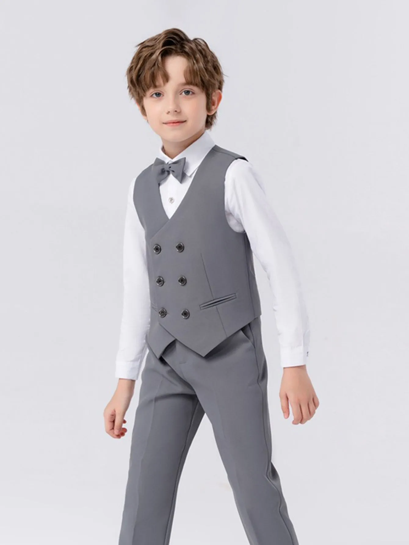 Boys dress vest set (long-sleeved shirt   vest   long pants   bow tie)