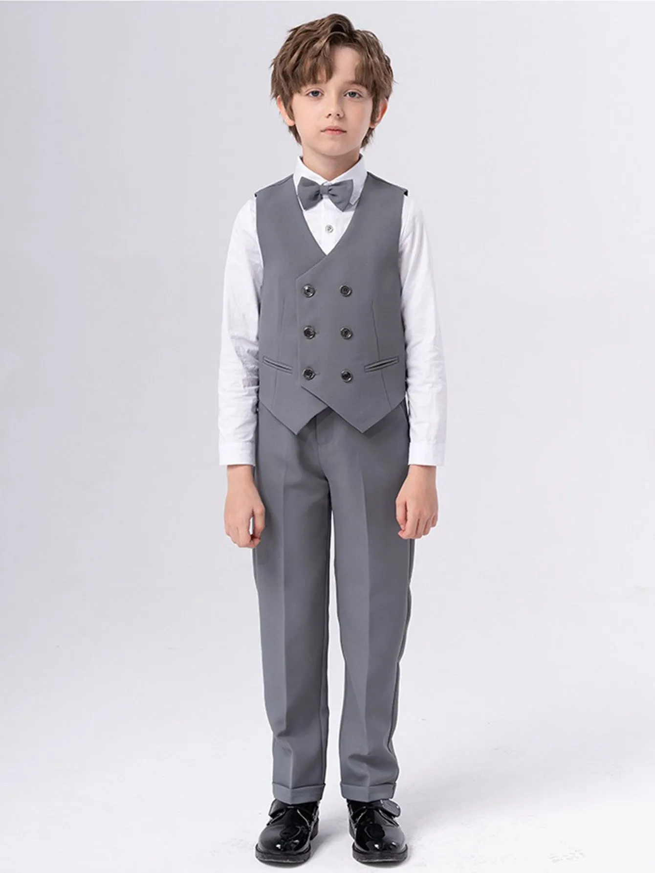 Boys dress vest set (long-sleeved shirt   vest   long pants   bow tie)