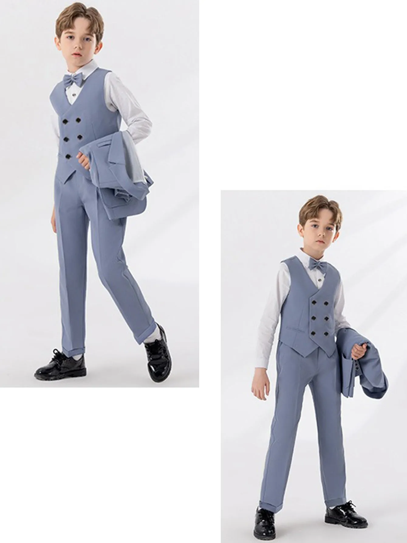 Boys dress vest set (long-sleeved shirt   vest   long pants   bow tie)