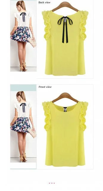 Casual Chiffon Petal Sleeve Blouse