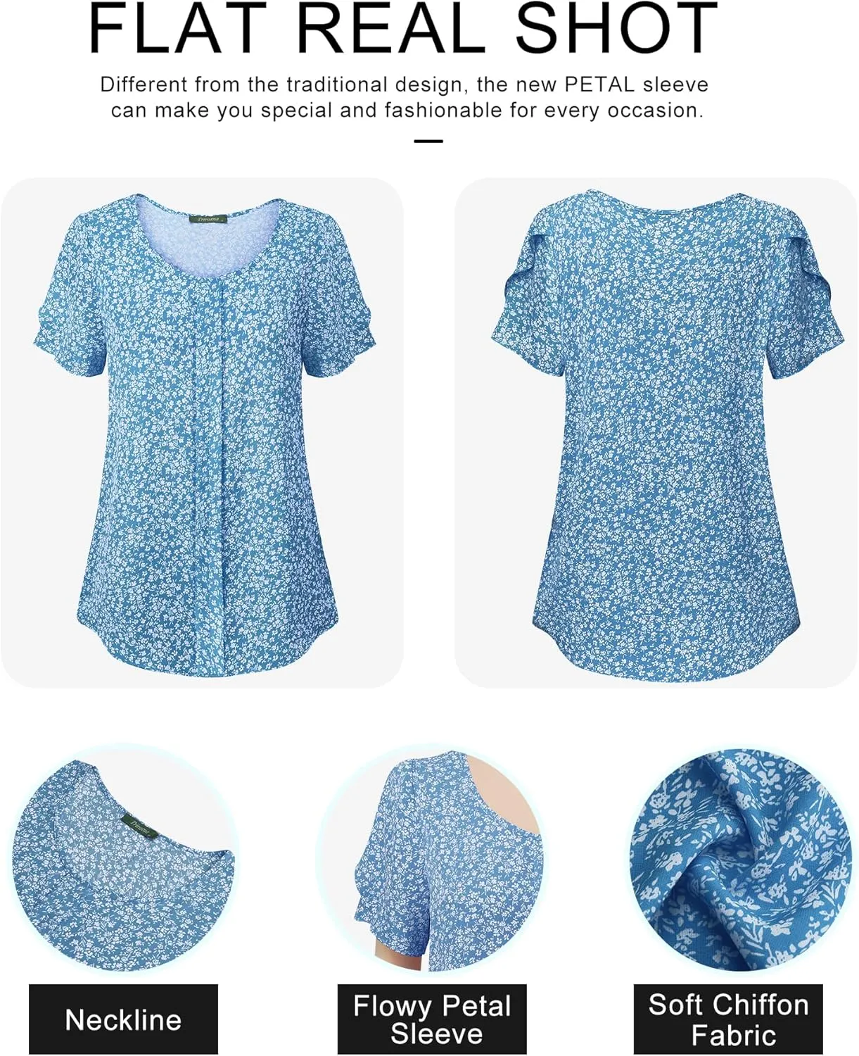 Chiffon Blouses for Women Business Casual Petal Short Sleeve Office Work Tops Dress Tunic Shirts