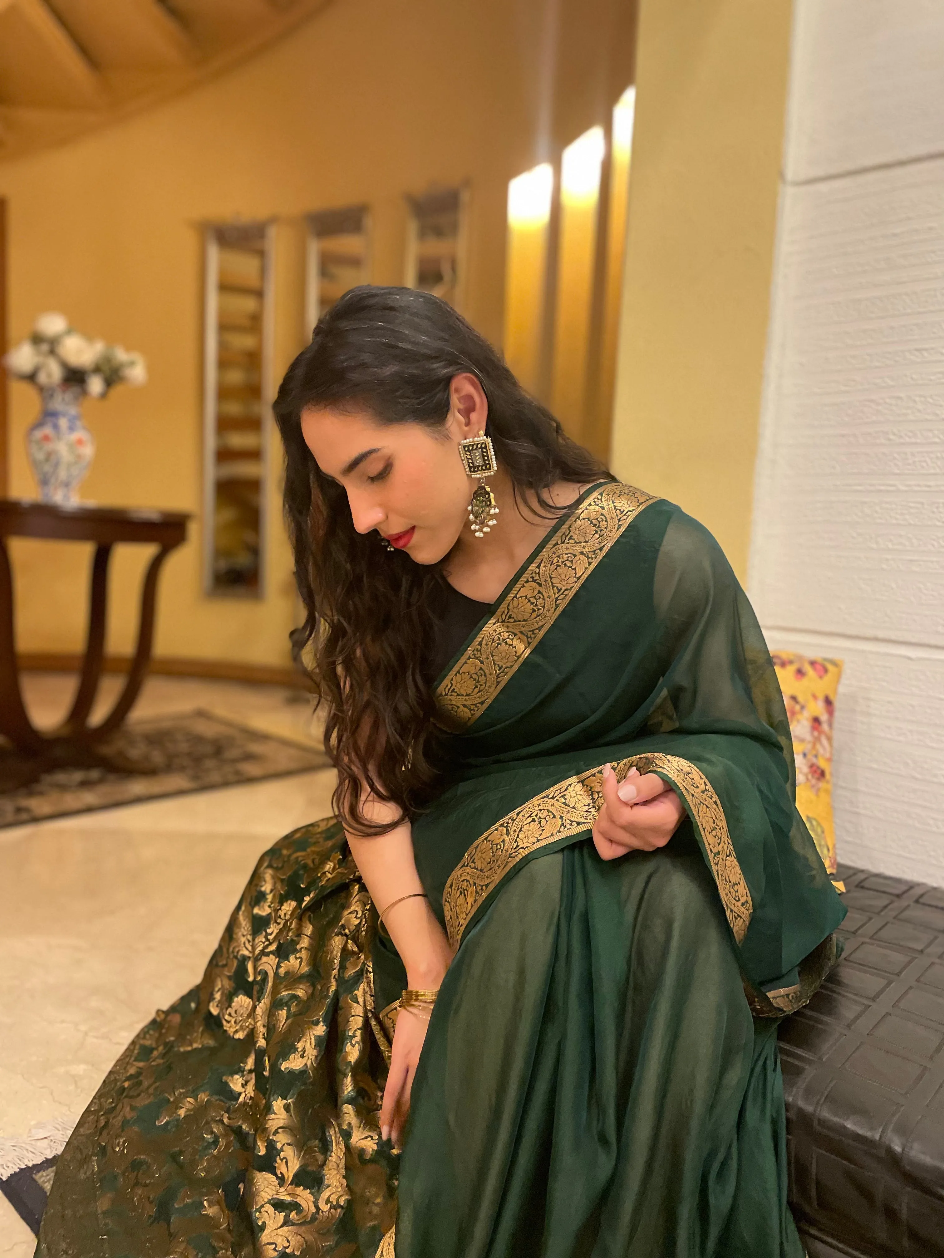 Chiffon Silk Banarsi - Emerald
