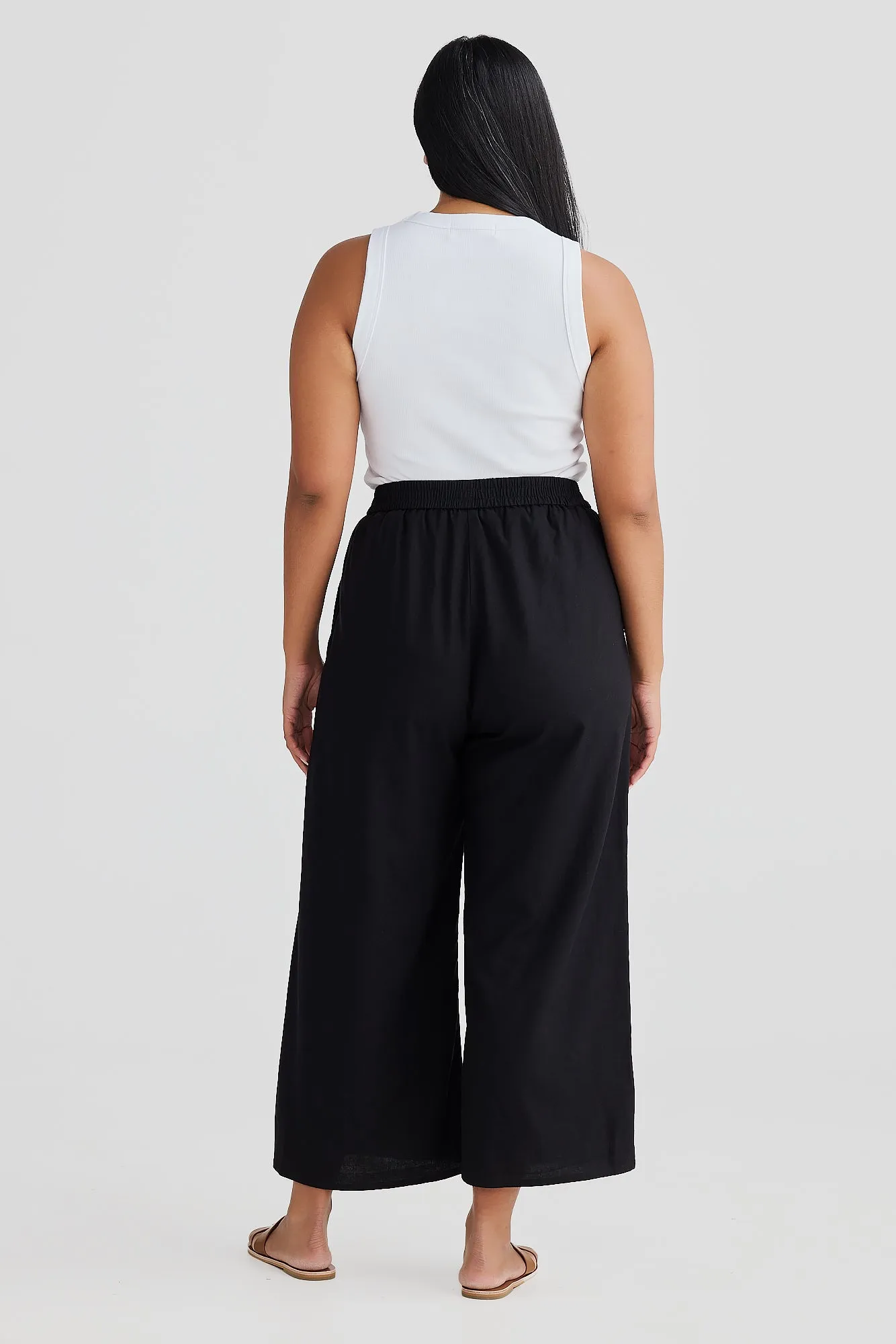 Core Cropped Wide Leg Pants - Black
