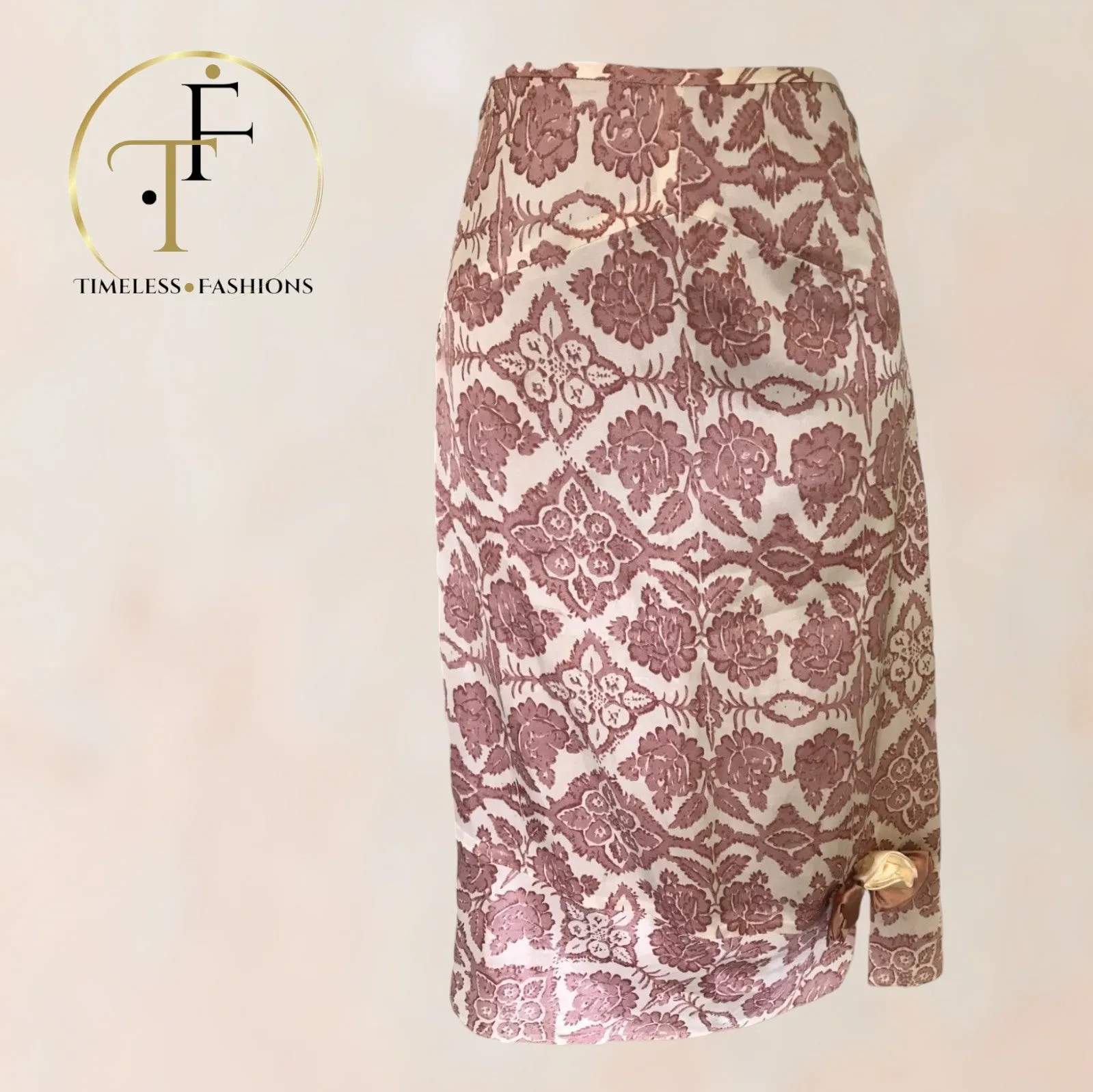 Day Birger et Mikkelsen Dusky Pink & Cream Silky Floral Skirt UK 10 US 6 EU 38