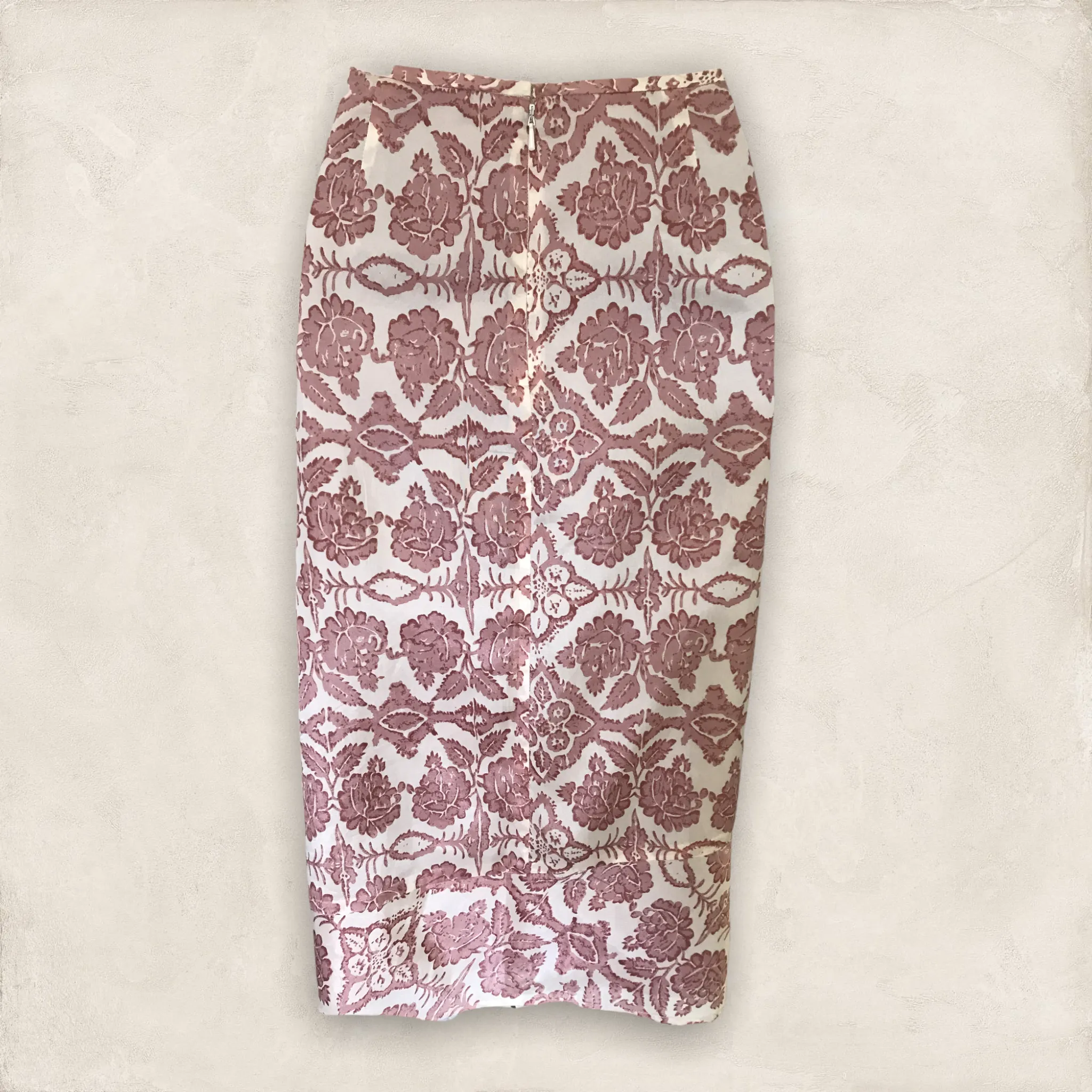 Day Birger et Mikkelsen Dusky Pink & Cream Silky Floral Skirt UK 10 US 6 EU 38