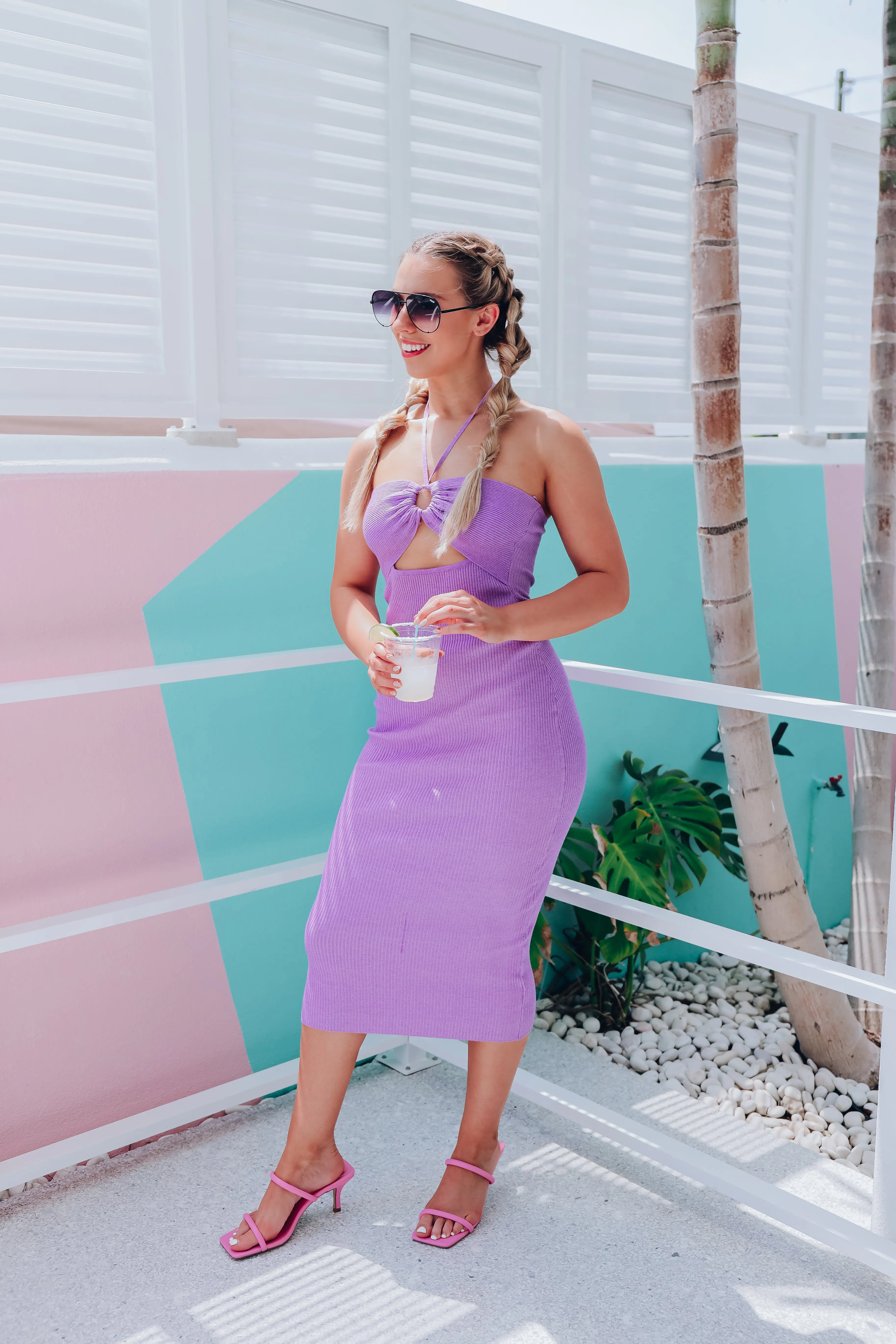 Destiny O Ring Midi Dress - Purple
