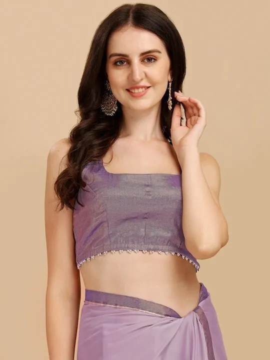 Embellished Border Silk Blend Saree