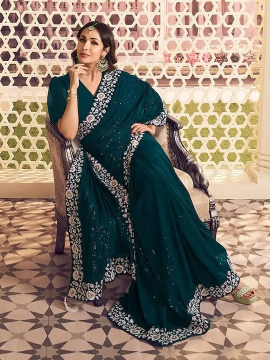 Embroidered Sequinned Saree