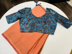 FADED ORANGE CHIFFON SAREE WITH BLOUSE