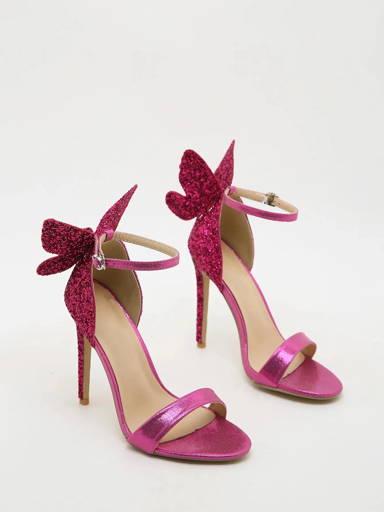 Gold and Silver Buckle Strap High Heels