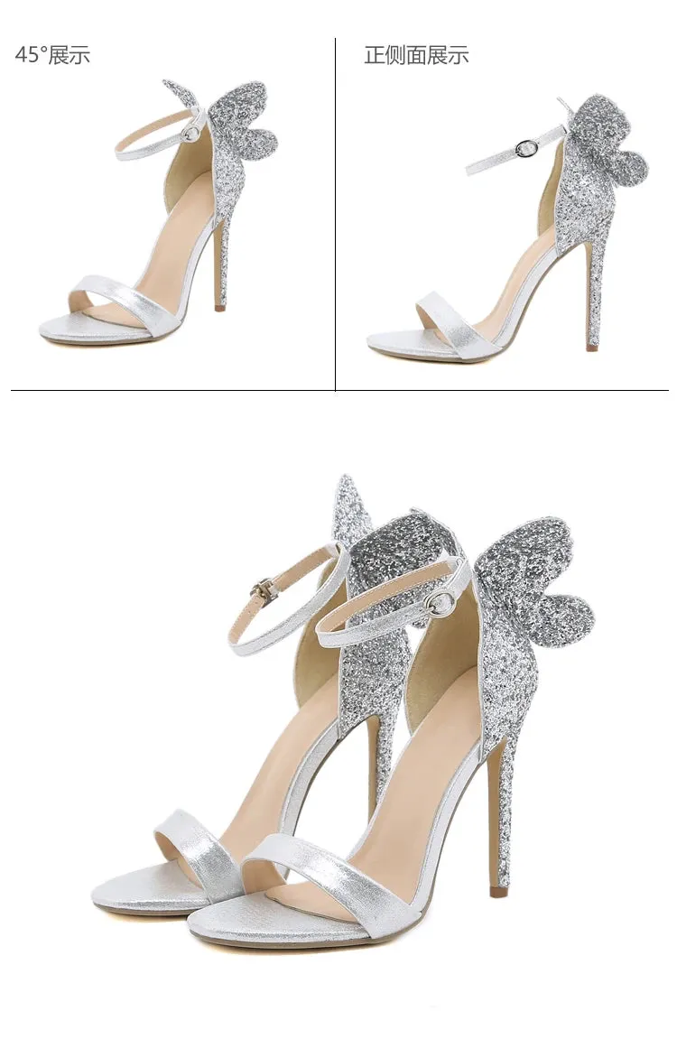 Gold and Silver Buckle Strap High Heels
