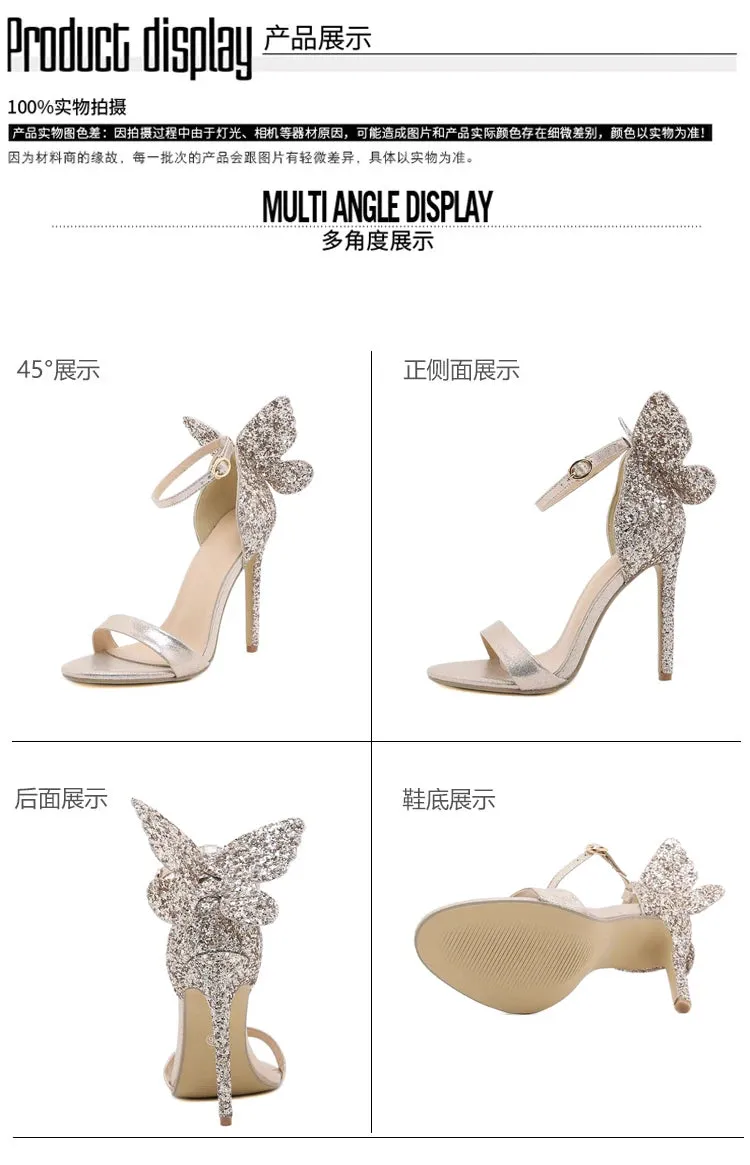 Gold and Silver Buckle Strap High Heels