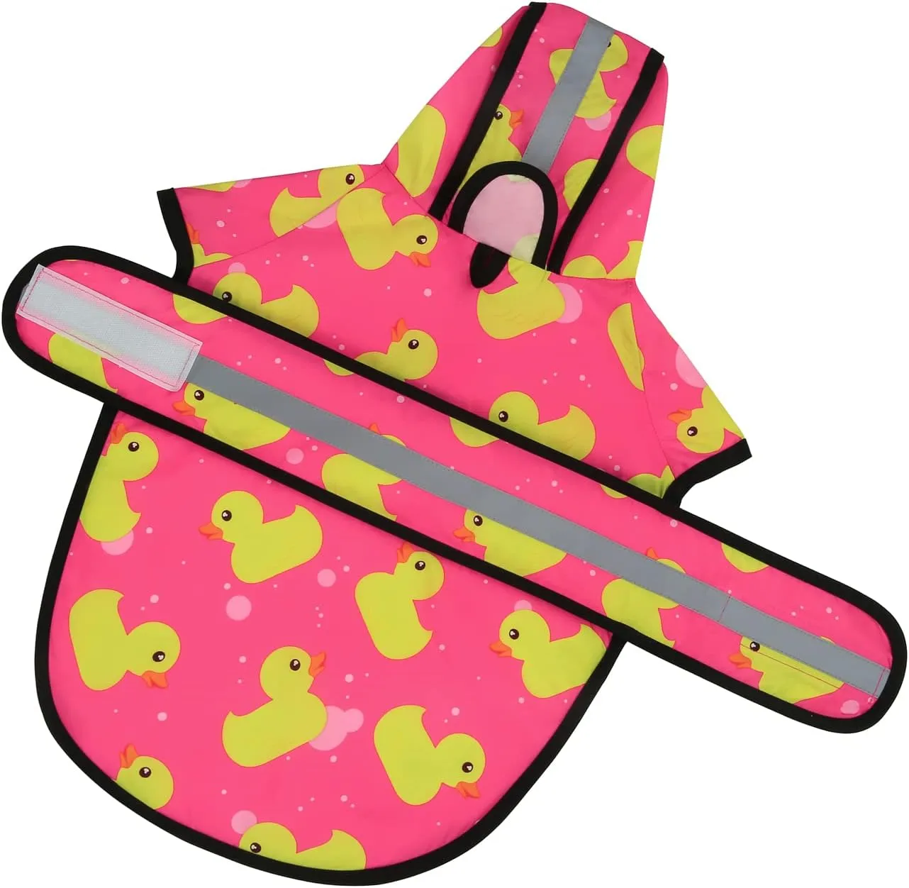 HDE Dog Raincoat Hooded Slicker Poncho for Small to X-Large Dogs and Puppies Pink Ducks - L