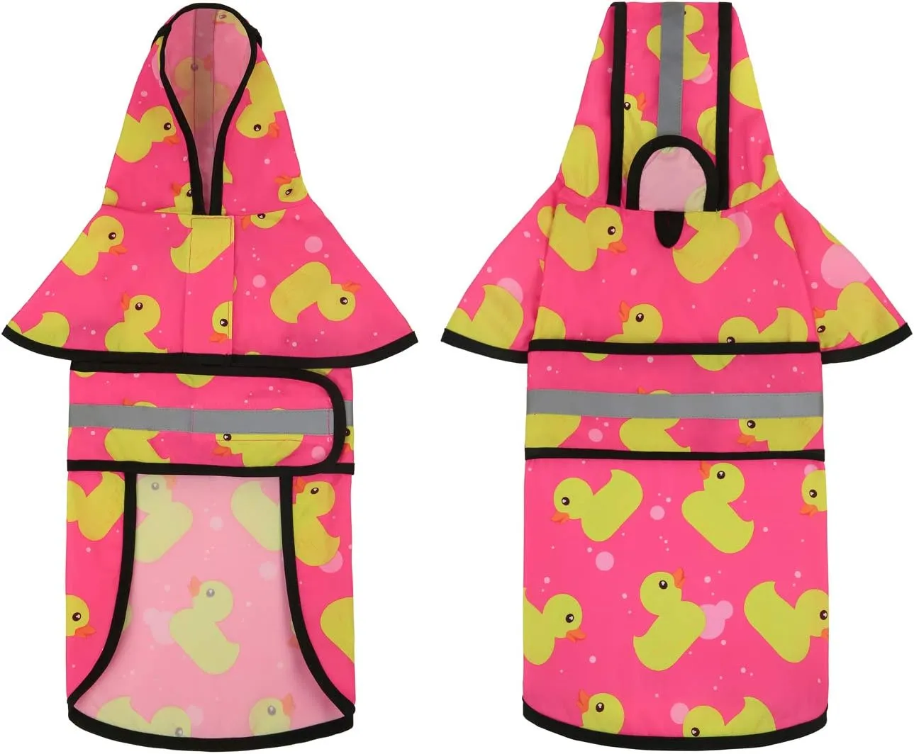 HDE Dog Raincoat Hooded Slicker Poncho for Small to X-Large Dogs and Puppies Pink Ducks - L