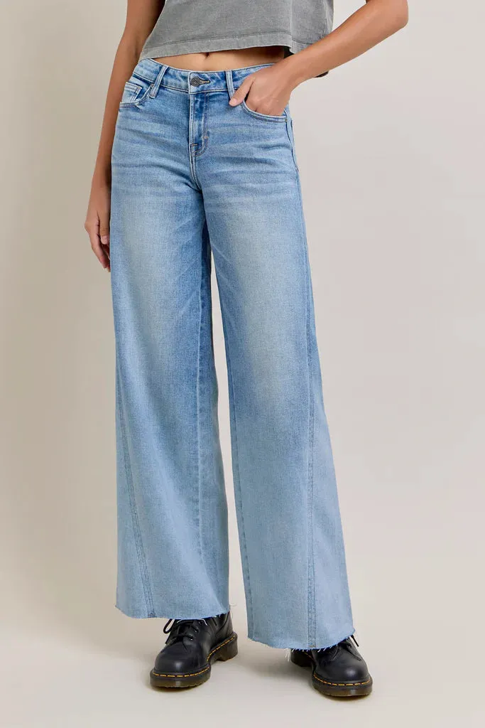 Hidden Nori Angled Seam Wide Leg Jeans