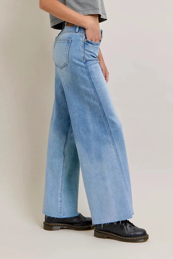 Hidden Nori Angled Seam Wide Leg Jeans