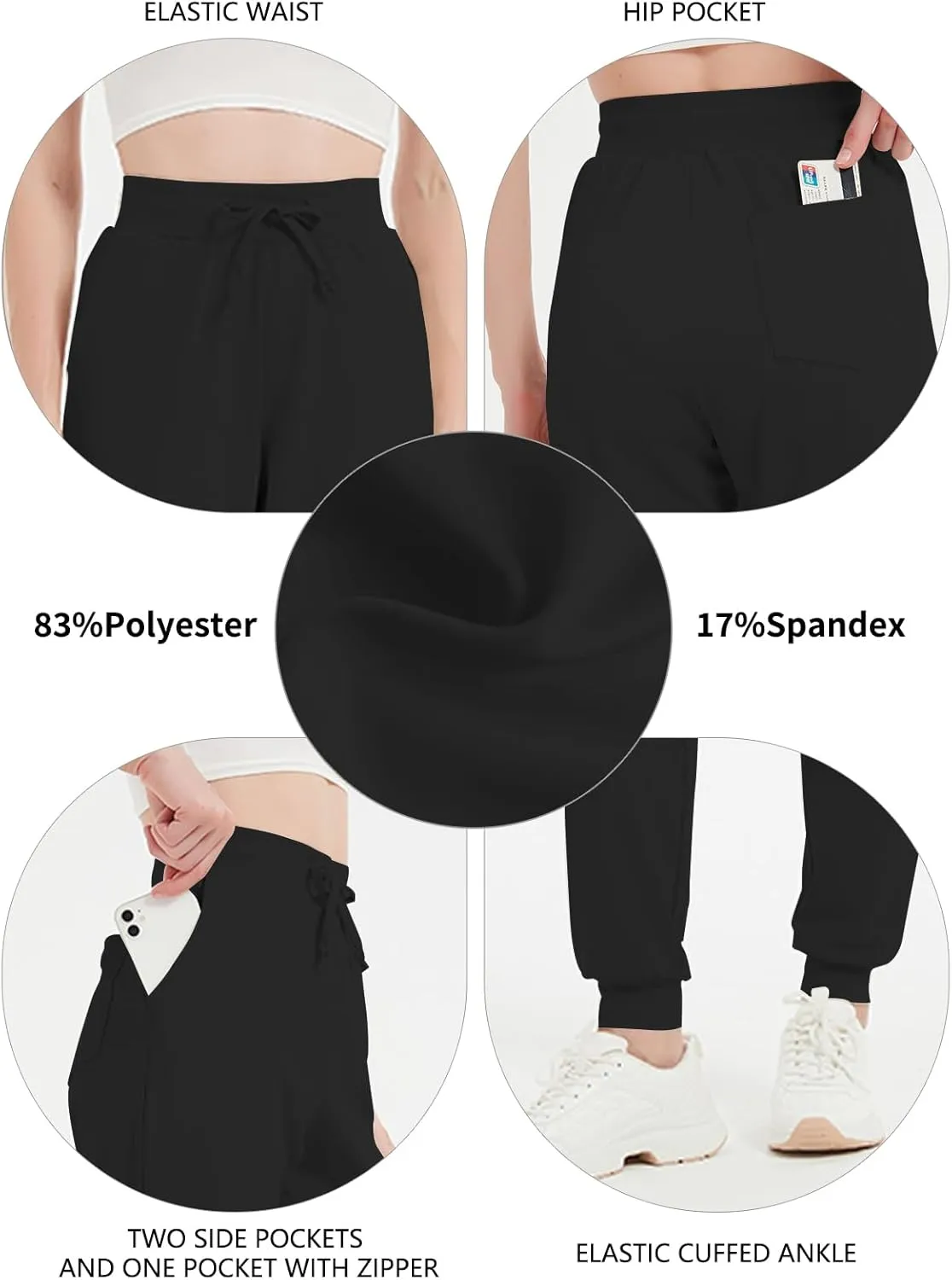 Idtswch 30"/32"/34"/36" Long Inseam Women Tall Sweatpants Extra Long Joggers Zipper Pockets Track Athletic Pants for Running