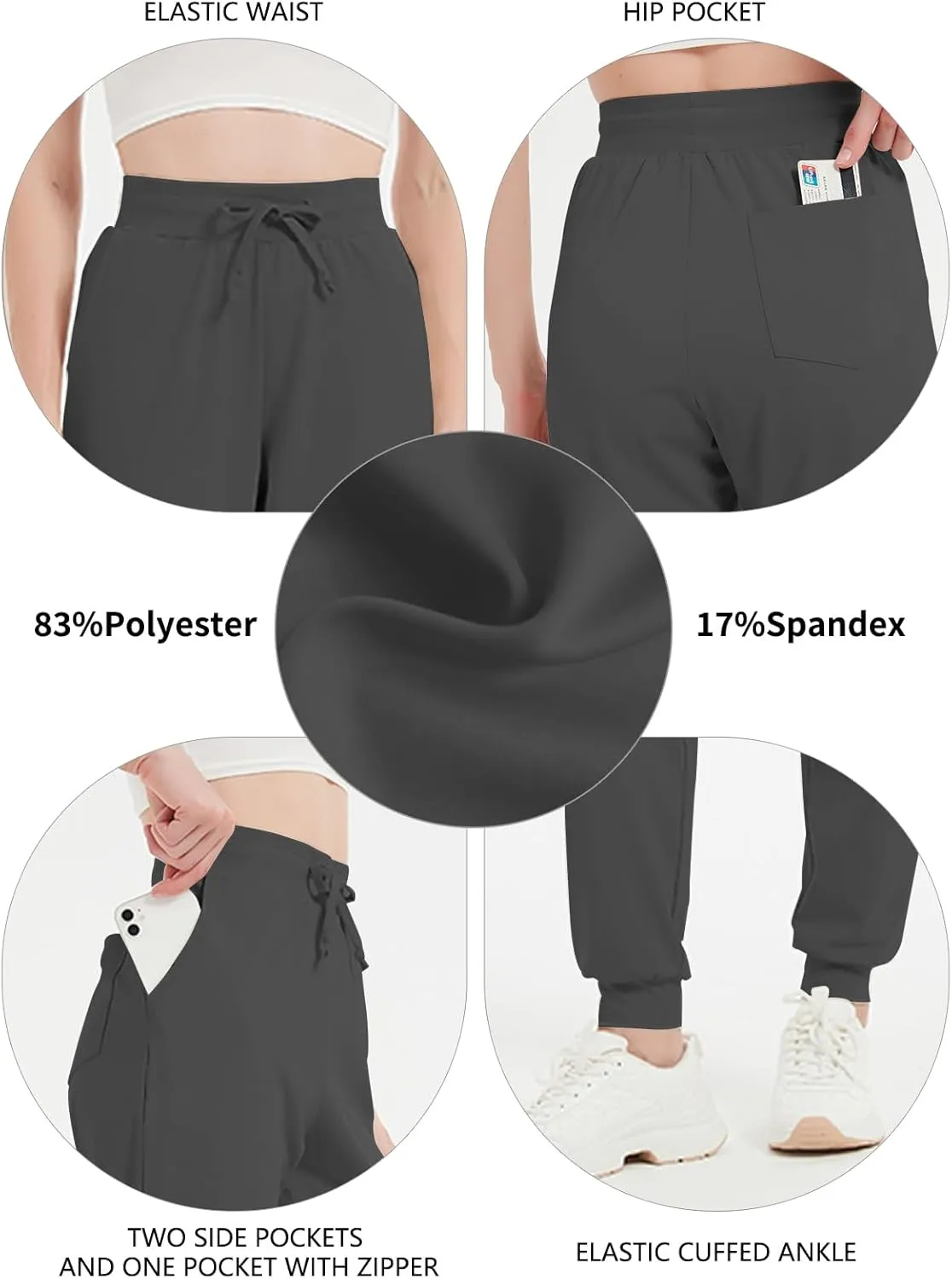 Idtswch 30"/32"/34"/36" Long Inseam Women Tall Sweatpants Extra Long Joggers Zipper Pockets Track Athletic Pants for Running