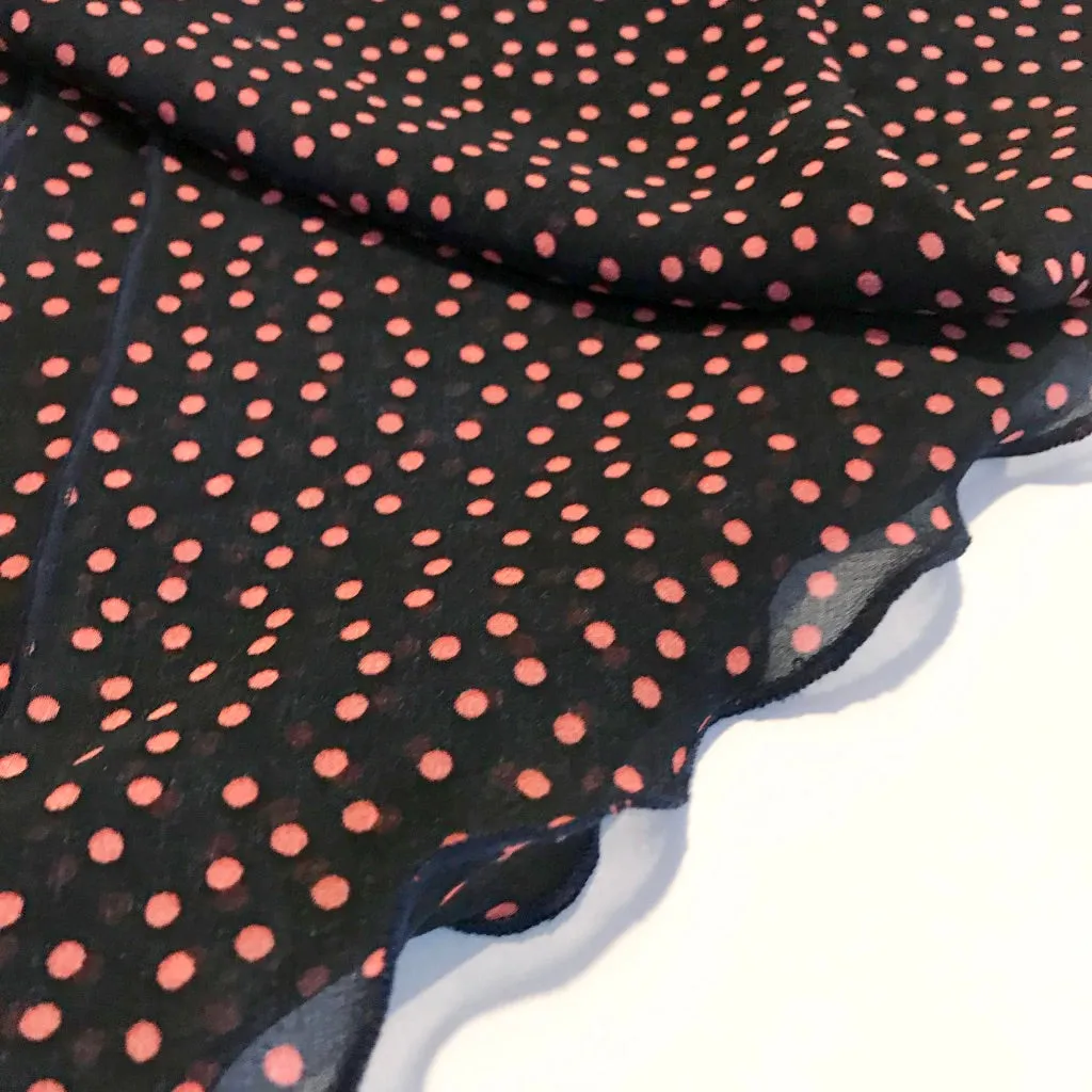 Ladies's Cancer Navy Spot Chiffon Head Scarf