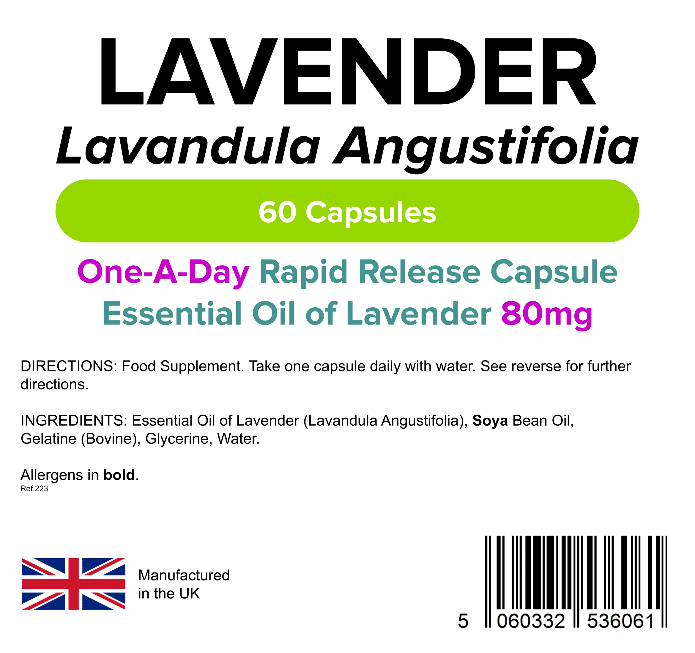 Lavender Essential Oil 80mg Capsules