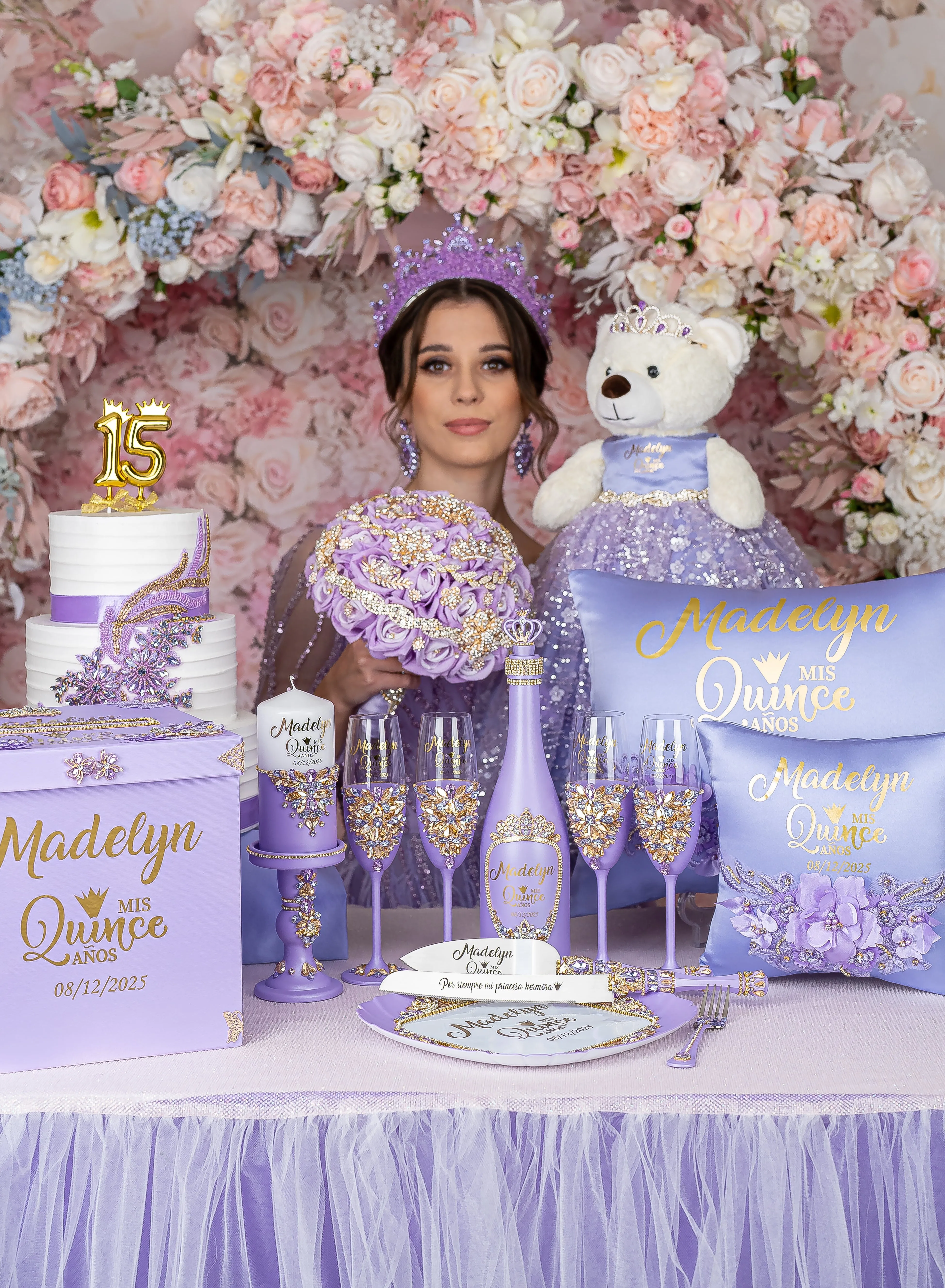 Lavender last teddy bear for quinceanera
