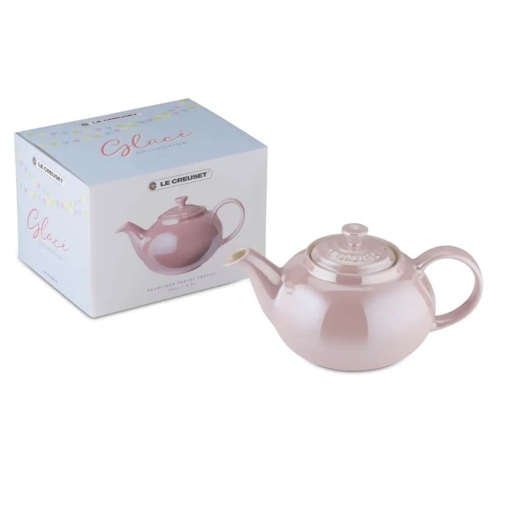 Le Creuset Stoneware Glacé Collection Petite Teapot Chiffon Pink