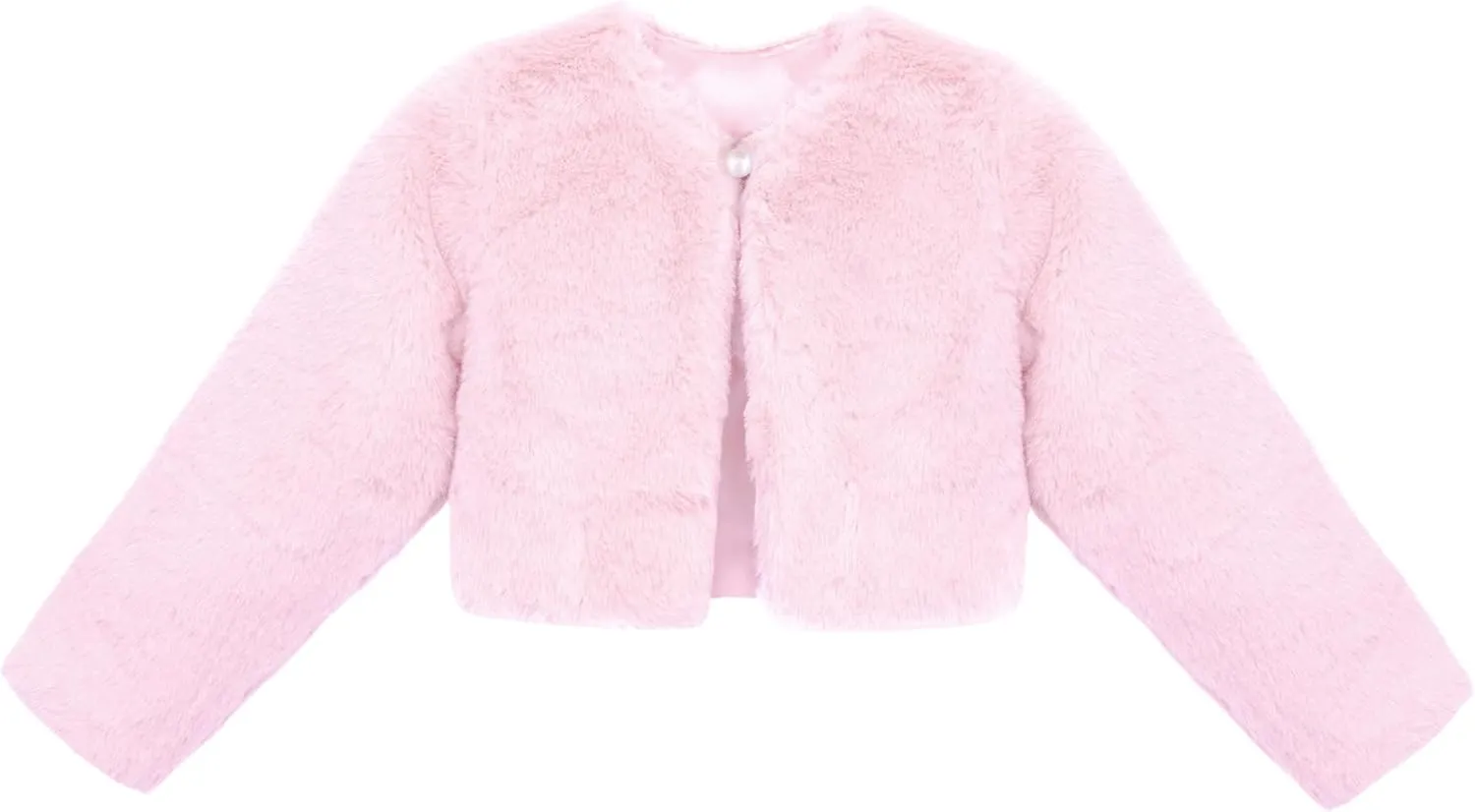 Lilax Girls Cozy Faux Fur Bolero Shrug Long Sleeve Crew Neck Dress Coat