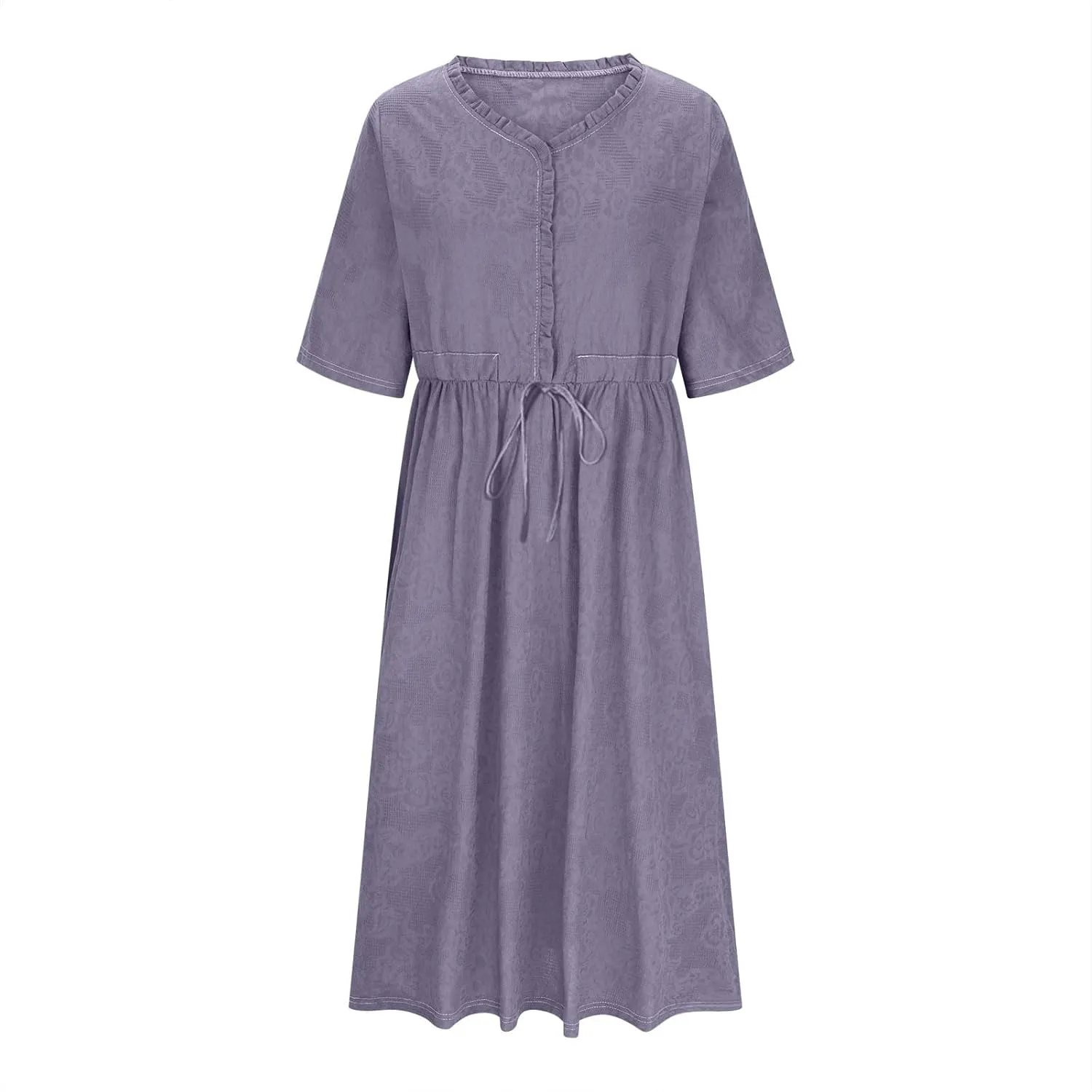 Linen Dresses for Women Summer Long Maxi Dress Short Sleeve Button Down Tshirt Sundresses Boho Beach Outfits