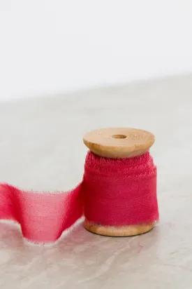 Magenta Pink Plant Dyed Silk Ribbon