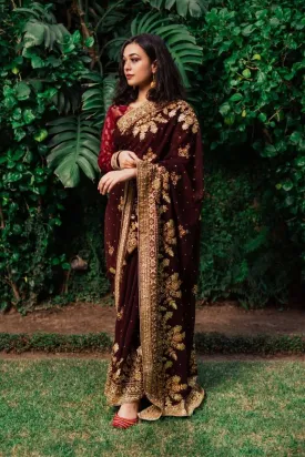 Maharani Chiffon: Dabka Oxblood
