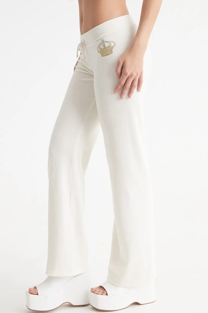 Malibu Crown Logo Cotton Velour Track Pants
