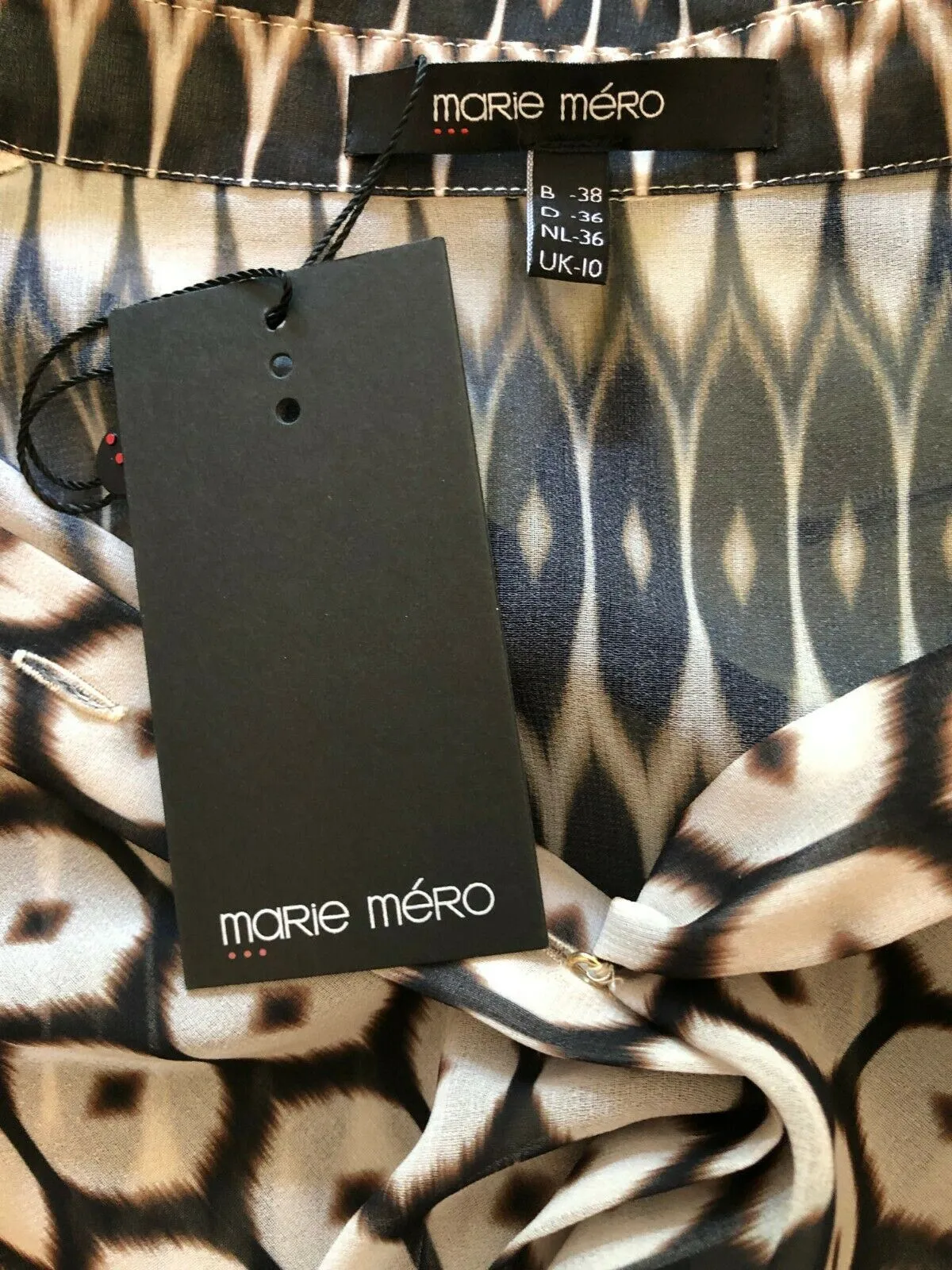 Marie Mero Brown Longline Chiffon Blouse UK 10 US 6 EU 38 BNWT RRP £135