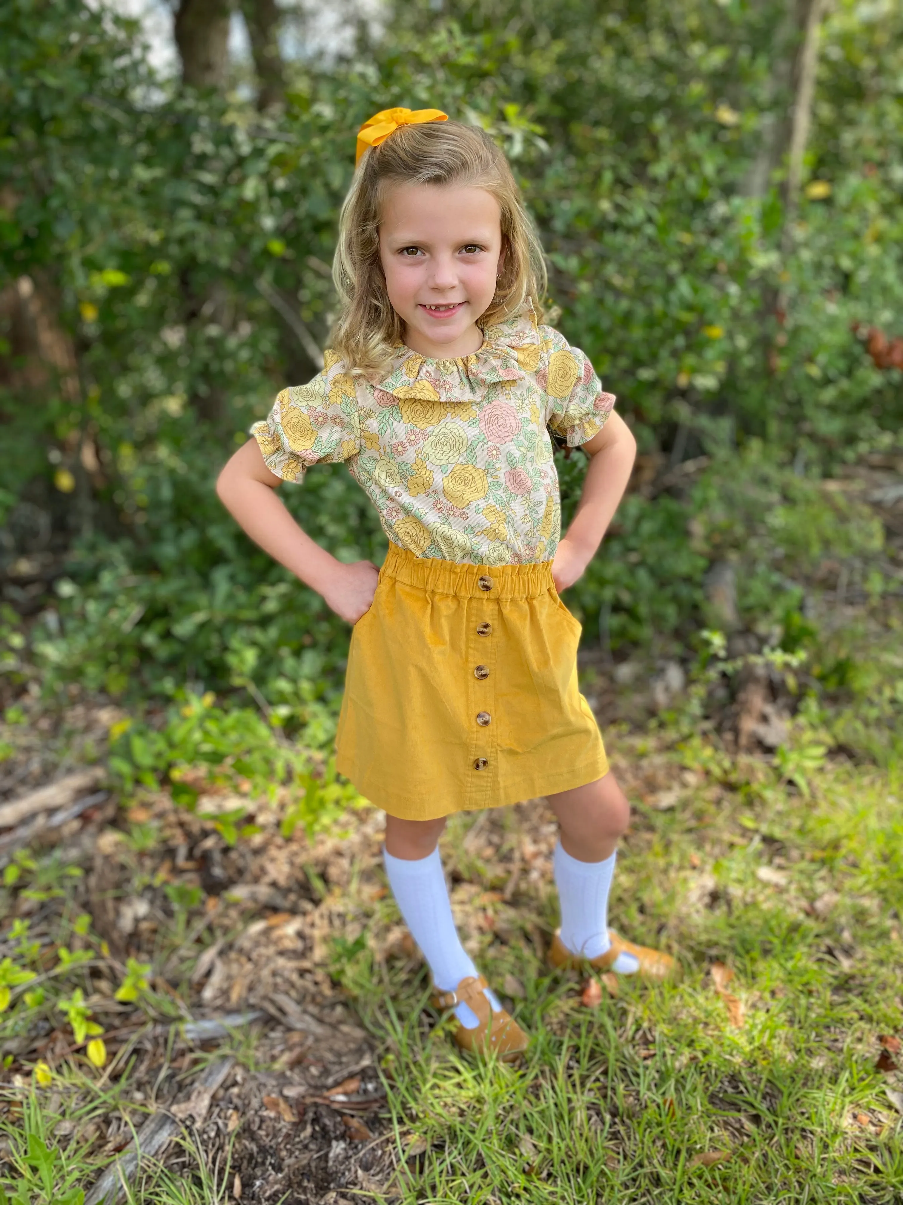 Mary Anne Mustard Floral Shirt