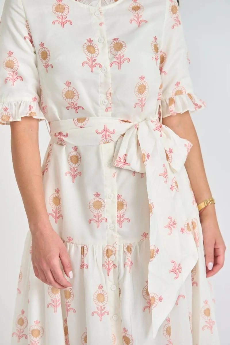 MAYA DRESS (Cream/Pink)