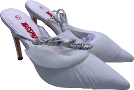 Misspap White Pleated Crystal Bow Heels UK 4
