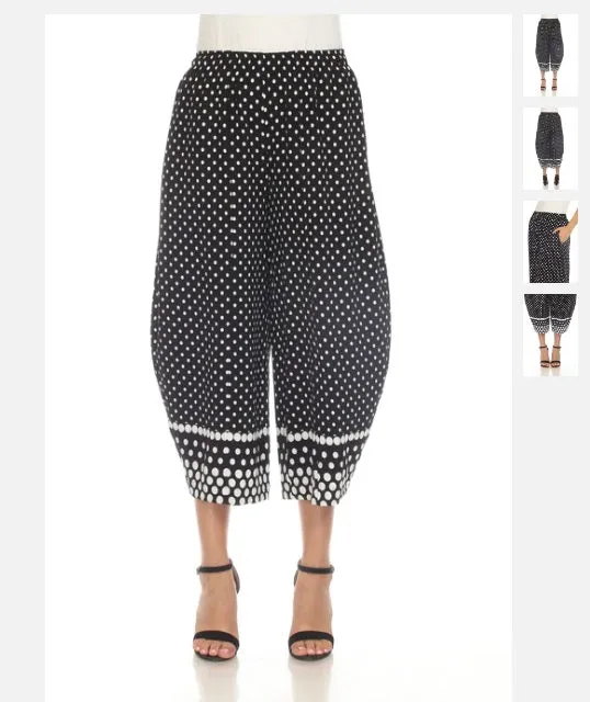 Moonlight Polka-Dot Crop Pant in Black & White - P3747