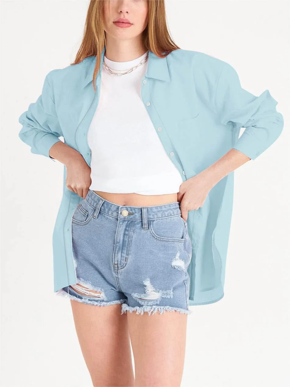 Paintcolors Womens Button Down Shirts Long Sleeve Dressy Casual Blouses Button Up Collared Shirts Tops for women